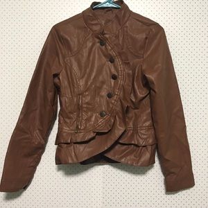 Brown leather coat